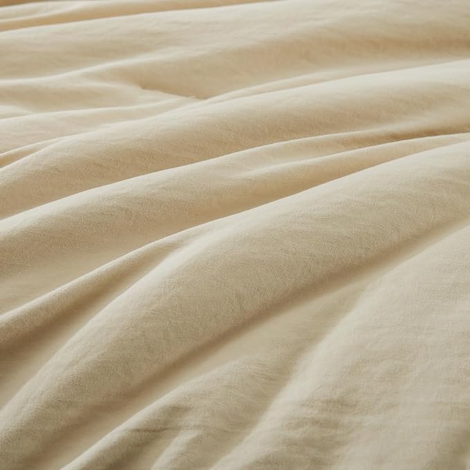 WRENSONGE Queen Size Comforter Set- 7 Pieces Beige Bed in a Bag Queen with Fitted Sheet, Flat Sheet, 2 Pillow Shams, and 2 Pillowcases- Warm Bed Set for All Season