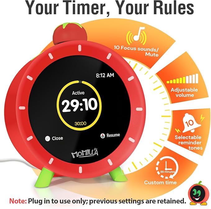 MOMILLA Kids Alarm Clock for Bedrooms, Colorful Display 7-Day Programmable 4 Alarms, Easy Visual Timer with White Noise, Cute Small Digital Clock, Gifts for Girls Boys Adults, Loud for Heavy Sleepers