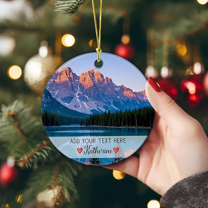 Personalized Banff National Park Ornament Christmas 2025, Banff National Park Canada Travel Souvenir Keepsake Ornaments Gift, Custom Text/Name Canada Vacation Trip Xmas Ornament for Adventure Lovers