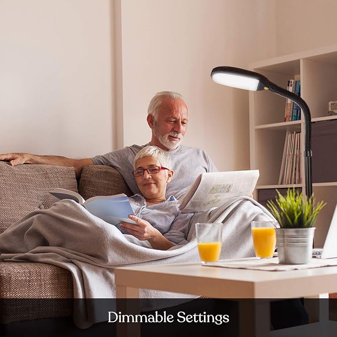 Brightech Litespan - Bright LED Floor Reading Lamp for Over Chair Crafts and Reading, Estheticians' Light for Lash Extensions, Adjustable Standing Lamp for Living Room, Bedroom, Office - Havana Brown