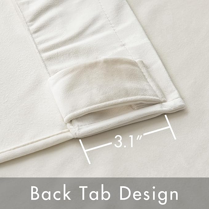 MIULEE Velvet Curtains 84 inches - Luxury Curtains for Bedroom Living Room Thermal Insulated Super Soft Room Darkening Window Drapes Rod Pocket & Back Tab, Ivory, W52 x L84 inches, 2 Panels