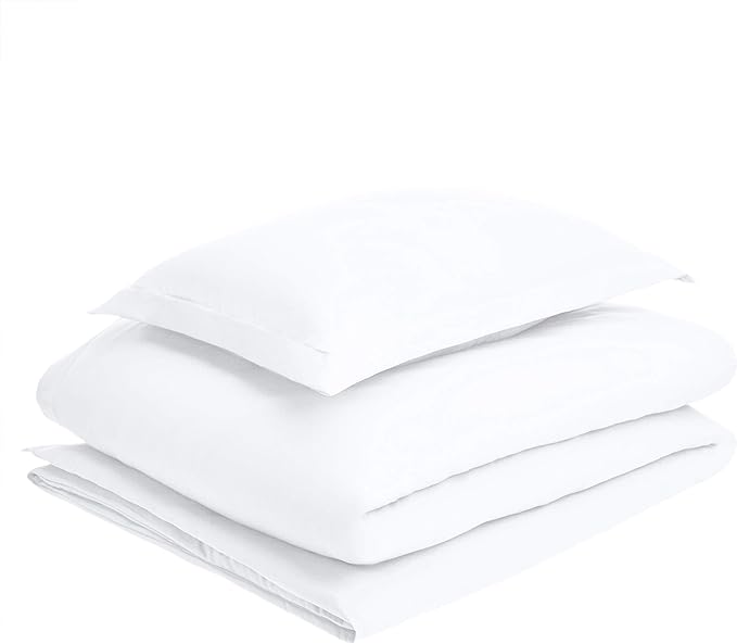 Amazon Basics Lightweight Microfiber 2-Piece Duvet Cover Set with Zipper Closure, Twin/Twin XL, Bright White, Solid - Pack of 4