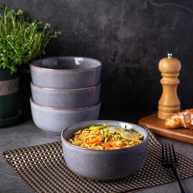 AmorArc Stoneware Dinnerware Sets,Round Reactive Glaze Ceramic Plates and Bowls Set,Highly Chip and Crack Resistant | Dishwasher & Microwave Safe Dishes,Service for 4 (12pc)