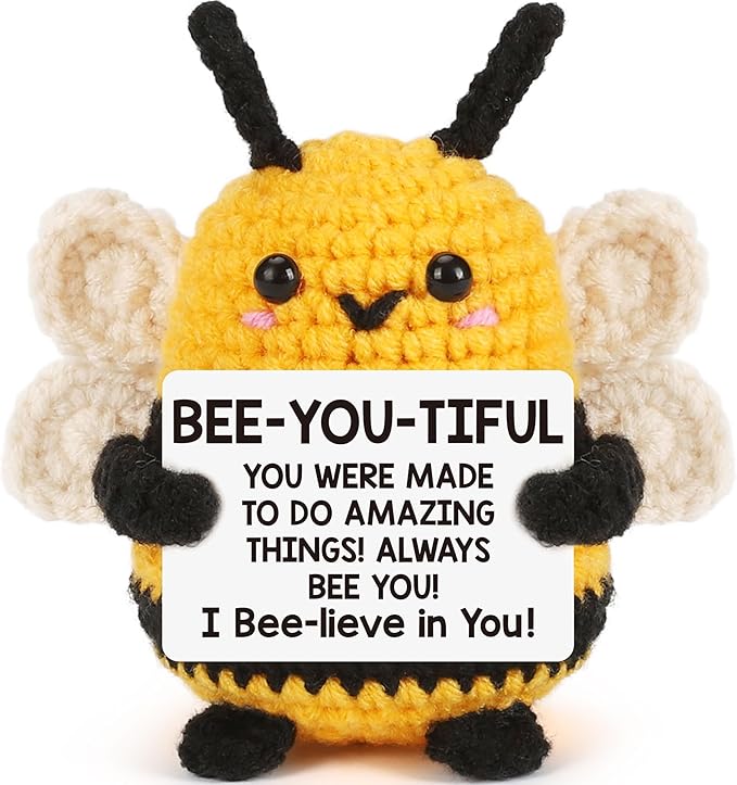 LEJIAJINW Emotional Crochet Easter Bee Gifts for Women Mom Mothers Day Grandma Sister Friend Coworker Female Affiramation Cheer Up Gifts for Her Birthday White Elephant