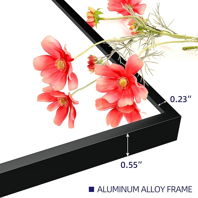 65"x24"Full Length Mirror with Stand,Black Full Body Mirrorr,Shatterproof Tempered Glass&Aluminum Alloy Frame,Freestanding Large Mirror for Bedroom,Living Room,Dressing Room