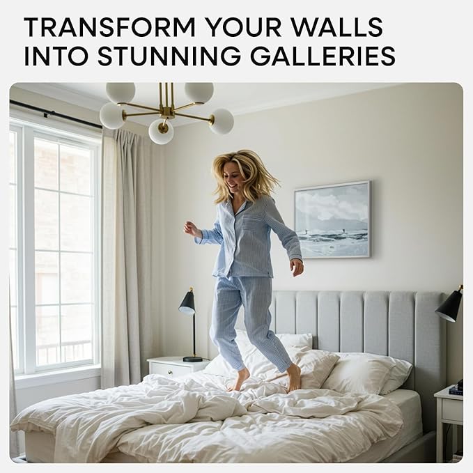 Homeforia 20x20 Silver Picture Frame, High End Metal 20 x 20 Square Frame with Mat 16 x 16 Photo, 20x20 Poster Frames Matted to 16x16 Print, 20 by 20 Hanging Frames, Tempered Glass, Wall Kit, Set of 3