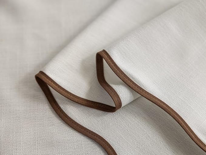 Linen Blend Scalloped/Wavy Trim, Ripple Fold Curtains for Living Room, Bedroom, Home Office, Kids Room & Dining - Light Filtering Curtains - Set of 2 - Dark Taupe, (50" W x 96" L)