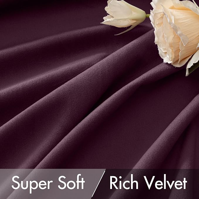 MIULEE Dark Purple Velvet Curtains 84 inches - Luxury Blackout Curtains for Bedroom Living Room Thermal Insulated Super Soft Window Drapes Rod Pocket & Back Tab, W52 x L84 inches, 2 Panels