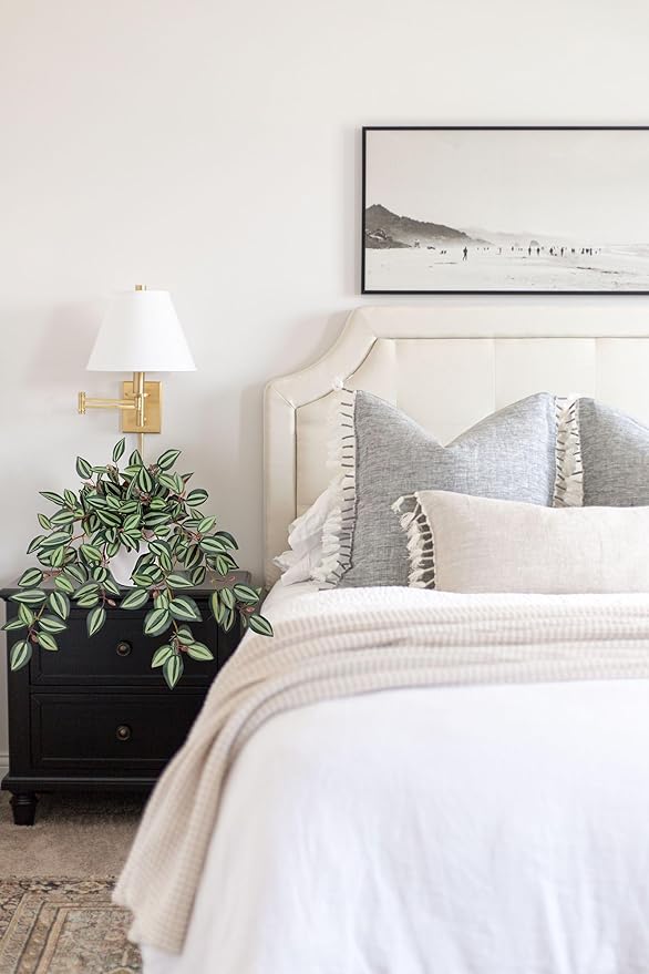 Briful Artificial Plants Indoor Fake Potted Silk Plants Faux Watermelon Peperomia Draping Plant for Home Office Bathroom Shelf Cabinet Tabletop Decoration(Purple)