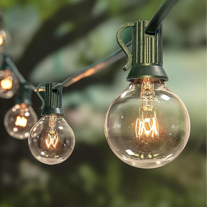 25Ft Outdoor String Lights, G40 Globe Patio Xmas String Lights with 27 5W Clear Warm White Globe Lights, Vintage Christmas Lights UL Listed for Holiday Party Backyard Christmas Wedding Garden Decor