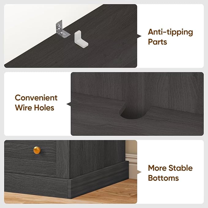 Vyre 71" Farmhouse Kitchen Pantry Cabinet Set of 4, Black Freestanding Coffee Bar Hutch with Drawers & Adjustable Shelves, Large Storage Cabinet with Microwave Stand for Living Room & Kitchen