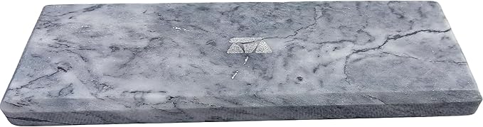 Polished Natural Marble Decorative Tray: 10.6" x 3.5" Rectangular Organizer for Bathroom Kitchen Dresser Desktop Jewelry Vanity Storage, Blue Sky