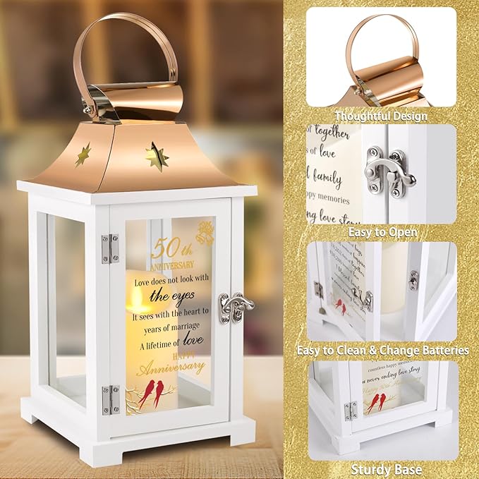 50th Wedding Anniversary Lantern,Best 50th Anniversary Wedding Gifts for Couple Parents Wife Husband Grandparents,Unique 50th Anniversary Wedding Gift Ideas,Happy 50th Anniversary Decoration