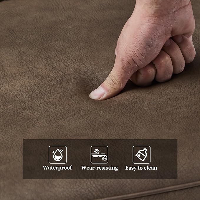 CLIPOP Faux Leather Dining Chairs Set of 4, Mid Century Modern Kitchen Chair, Upholstered Seat Leisure Side Chair with Backrests, Metal Legs for Living Room, Lounge, Guest Room, Brown