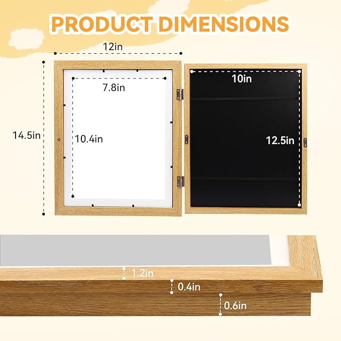 4-Pack Kids Artwork Frames 10x12.5 Front Opening Kids Art Frame for Wall Art work Picture Display Holds 50+ Pcs for Kids Drawings Changeable Frames for Kids' Artwork Storage and Display – Wood