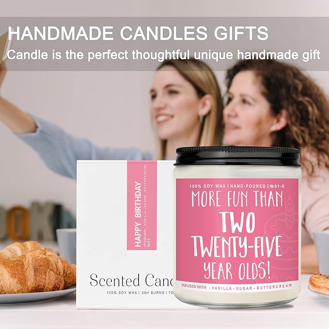 50th Birthday Gifts for Women, Perfect Birthday Present, Funny Presents for Mom, Friends, Wife, Sister, 7oz Vanilla Cream-Scented Candle