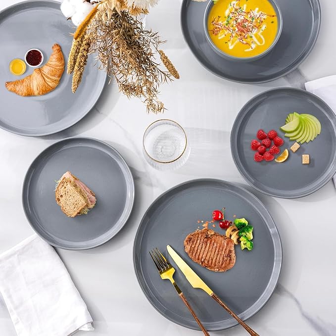 GBHOME Ceramic Dinnerware Sets for 6, 18pcs Stoneware Plates and Bowls Sets, Handmade Chip and Scratch Resistant Dishes Set, Dishwasher & Microwave Safe