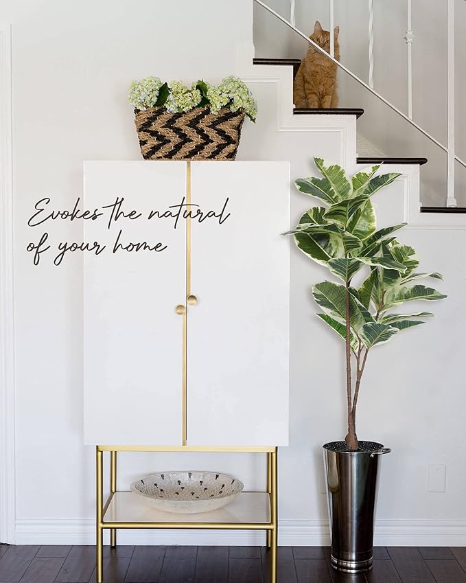 Artificial Rubber Tree Plant 43in Tall Faux Ficus Tree Potted Fake Tropical Decorative House Large Floor Artificial Plants for Home Office Store Room Decor