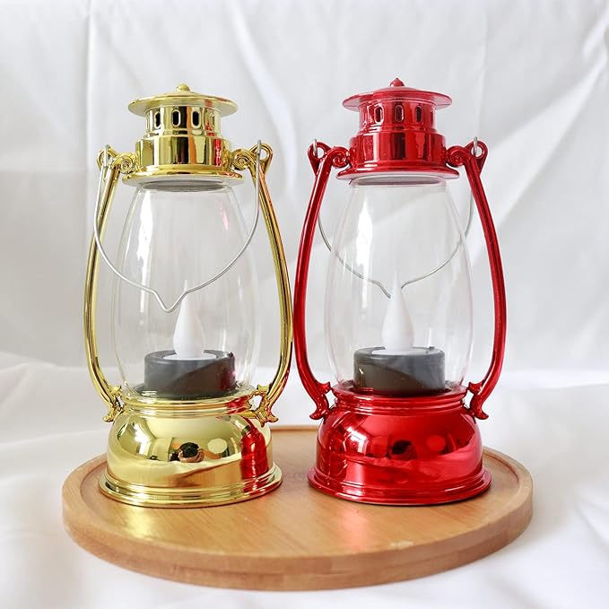 Christmas Mini Lanterns 6-Pcs LED Small Lanterns Indoor Red Lanterns Decorative Outdoor Hanging Lantern Decorative Candle Lanterns Farmhouse Decor for Weddings Party Halloween Xmas Decor