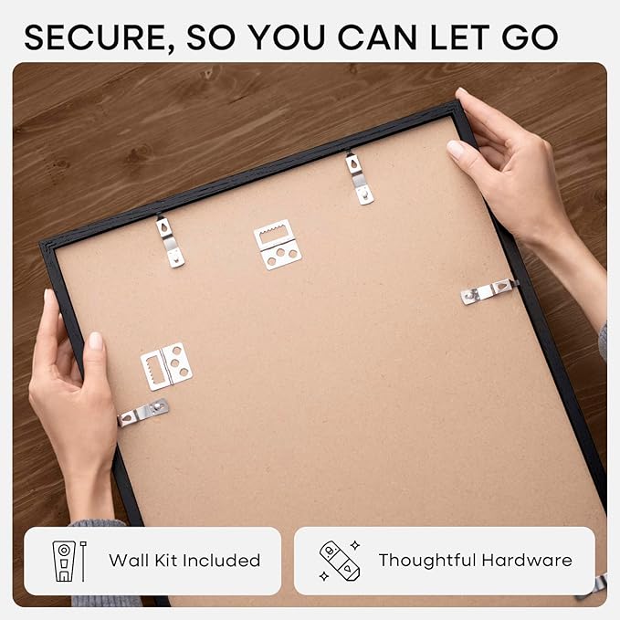 Homeforia 13x19 Picture Frame Black Wood, High End Oak 13x19 Frames with Mat 11x17 Photo, 13 x 19 Wooden Poster Frame Matted to 11 by 17 Print, 19x13 Hanging Frames, Tempered Glass, Wall Kit, Set of 1