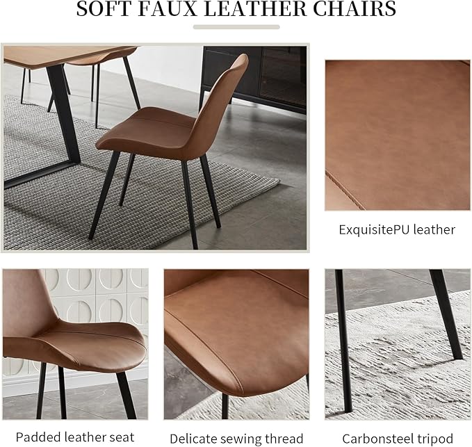 ZckyCine Expandable 8-Person Dining Table Set (63" - 79") with Modern Oak Table & 8 Brown Chairs – Ideal for Kitchens and Dining Rooms