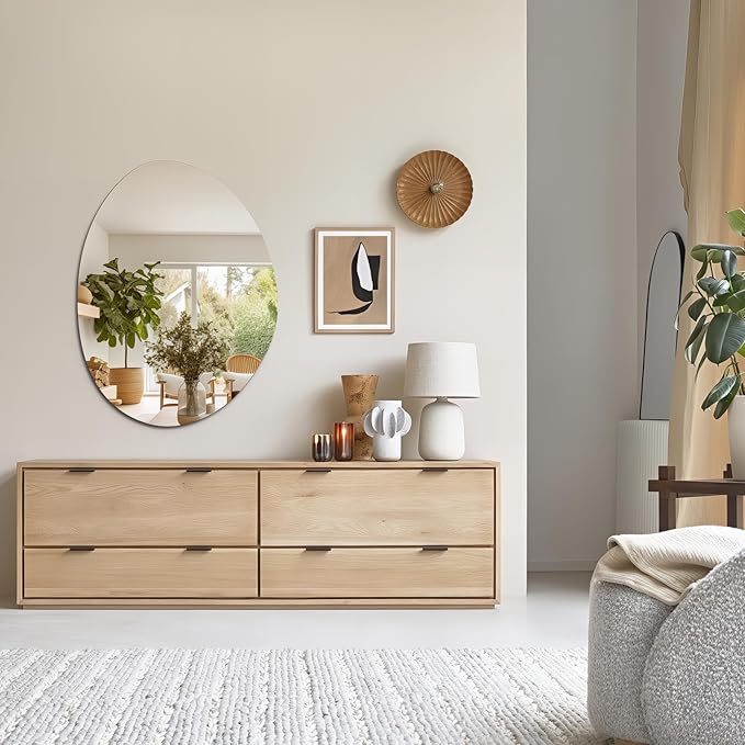 Irregular Wall Mirror 30"x40", Frameless Asymmetrical Mirror for Wall, Modern Decorative Bathroom Mirror, Wall Mounted Mirror for Bedroom Living Room Entryway