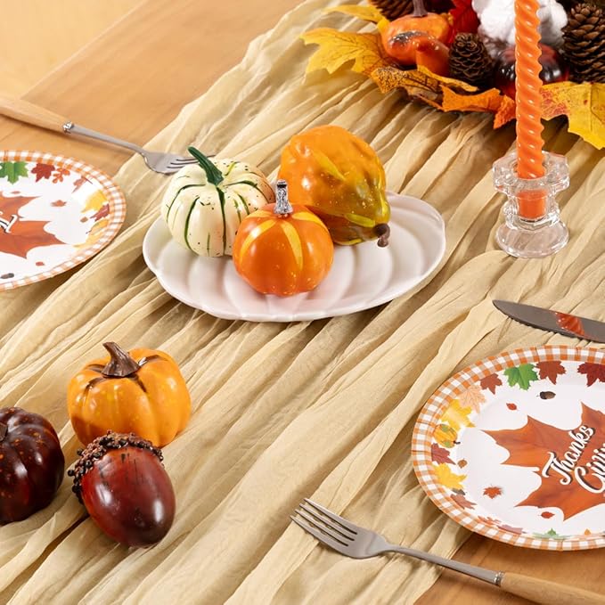 Champagne Gold Cheesecloth Table Runner 12 Pack Fall Table Runners Boho Gauze 120 Inches Champagne Cheese Cloth Fall Table Decorations for Thanksgiving Wedding Bridal Baby Shower Parties