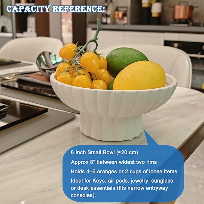 Small Footed Decorative Bowl Ceramic Modern Pedestal Bowl,Function beautifully as a catch-all bowl for keys, coins, or jewelry near entryways for Home Organization Home Decor,Approx Capacity 2 Cups