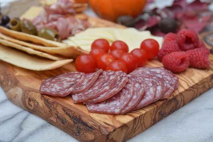 Live Edge Olive Wood Cutting Board 16"l X 6.75"w X 0.75"th Rustic Large Wooden Charcuterie Board - Handmade Bread & Cheese Board - Long Wood Charcuterie Boards - Natural Wood Cutting Board For Kitchen