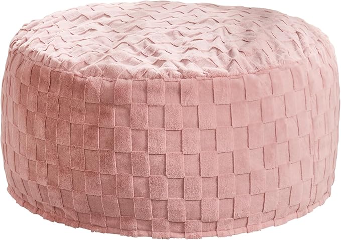 Hobestluk Bean Bag Chairs Beanbag Chair with Filler Adult Bean Bags with Fluffy Plaid Cover, Giant Bean Bag Chairs for Adults for Living Room, Bedroom (Pink, 3FT - 36” x 36” x 22”)