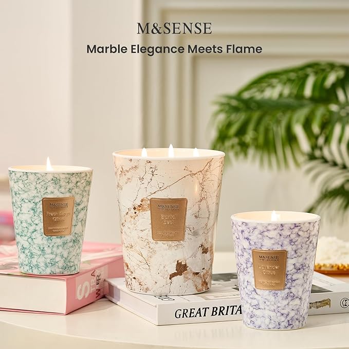M&SENSE Summer Night Scented Candles for Home, 3-Wick Highly Scented Jar Candles, Extra Large Candle 35 Oz 150 Hours Long Lasting Burning, Relaxing Aromatherapy Candle for Stress Relief, Meditation