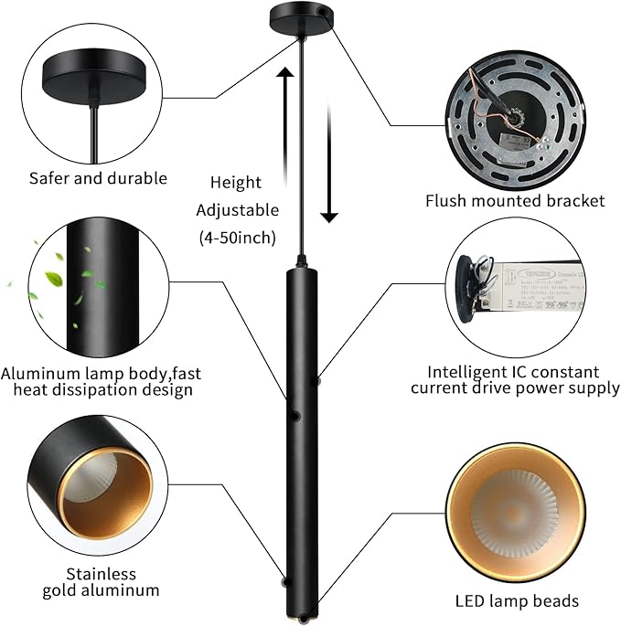 OKELI Modern Pendant Lights 4000K LED Dimmable Pendant Light Fixtures Pendant Lighting for Kitchen Island,Bar,Bedroom, 15.7inch, 10W, ETL, 1Pack