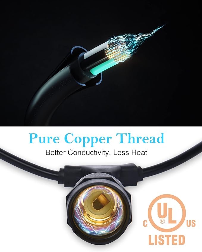 52FT Outdoor LED String Lights Shatterproof UL Listed 2FT Spacing with 26 Plastic Bulbs, Commercial Grade Hanging Lights String 24 Sockets, Decorative Patio Lights for Backyard Garden Party Bistro