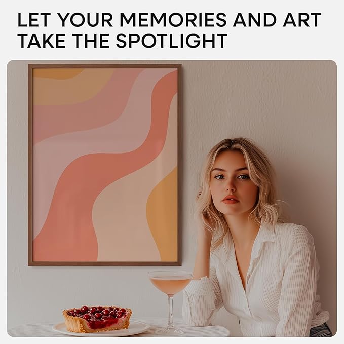 Homeforia 18x24 Walnut Poster Frame, High End Dark Oak 18x24 Brown Wooden Picture Frames with Mat 16x20, 18 x 24 Wood Frame Matted to 16 by 20, 24x18 Hanging Frames, Tempered Glass, Wall Kit, Set of 1