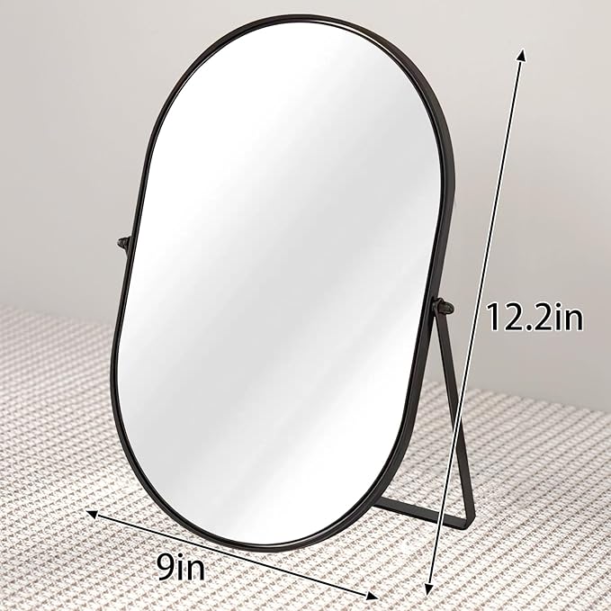 Makeup Mirror Portable Vanity Tabletop Mirrors with Metal Frame Desk Table Mirror with 90°Adjust Rotate Good for Bedroom Bathroom Dressing Room