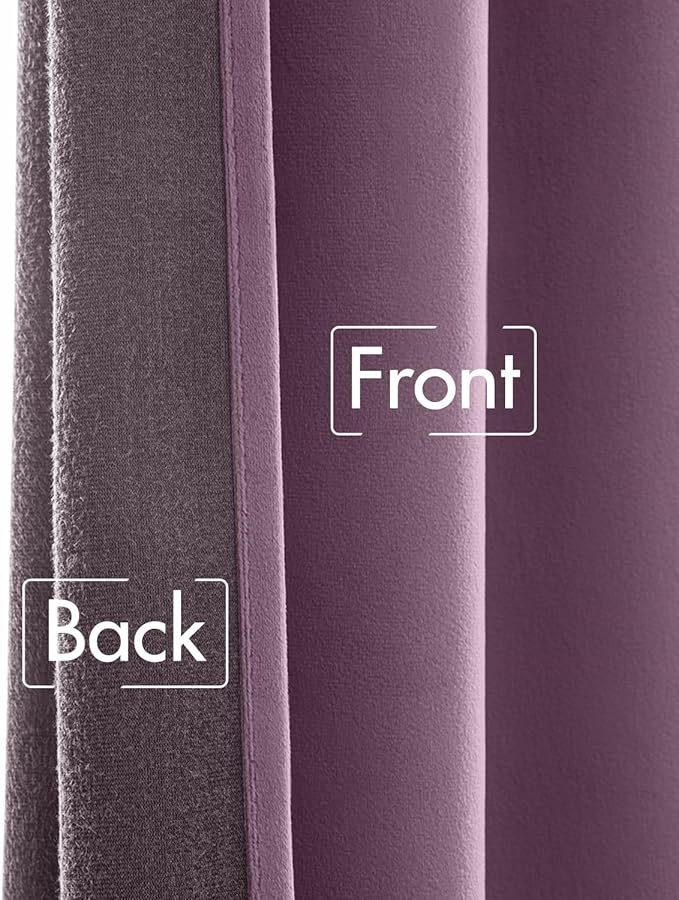 MIULEE Lavender Velvet Curtains 108 inches 2 Panels - Luxury Room Darkening Window Drapes for Bedroom Living Room Thermal Insulated Super Soft Extra Long, Back Tab Rod Pocket Pinch Pleated, Purple