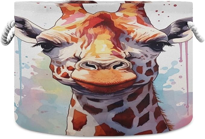 Xigua Large Cotton Rope Storage Basket - Cute Little Giraffe Baby Laundry Hamper for Blankets, Toys, and Storage