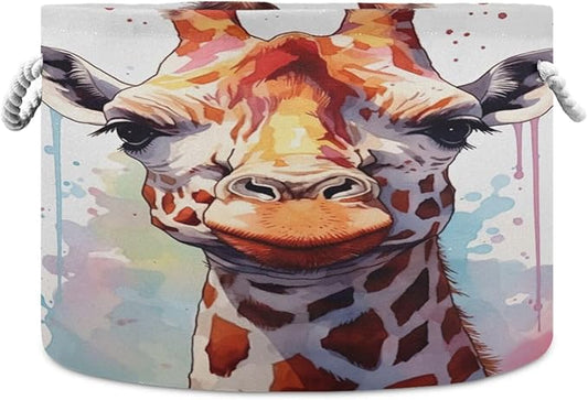 Xigua Large Cotton Rope Storage Basket - Cute Little Giraffe Baby Laundry Hamper for Blankets, Toys, and Storage