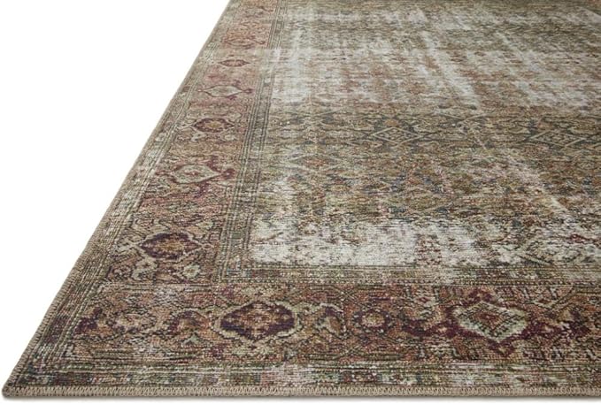 Loloi Amber Lewis Georgie Collection GER-07 Moss/Salmon 8'-4" x 11'-6", .19" Pile Height, Area Rug