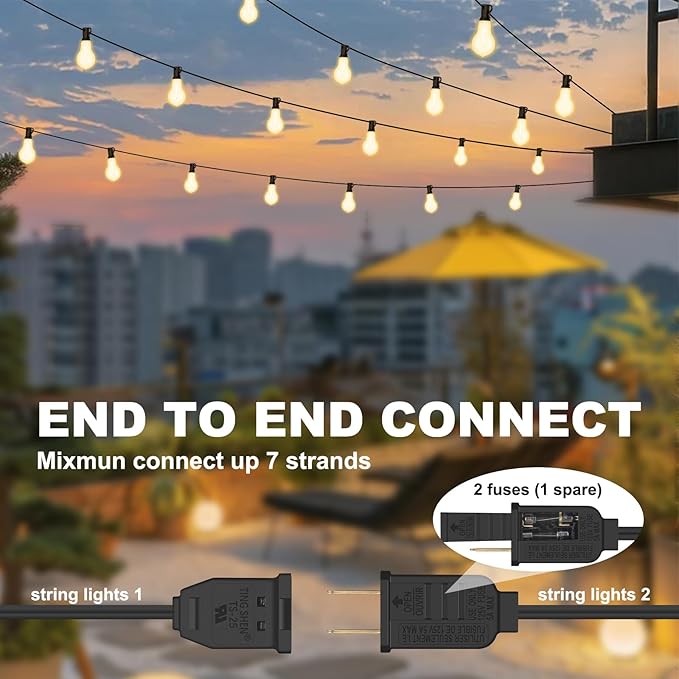 100FT LED Outdoor String Lights with 50+3 Shatterproof Bulbs(Gourd Shape), IP44 Waterproof, Commercial Grade Patio String Lights for Outside Porch Backyard Garden Deck Decor, 2700K Dimmable