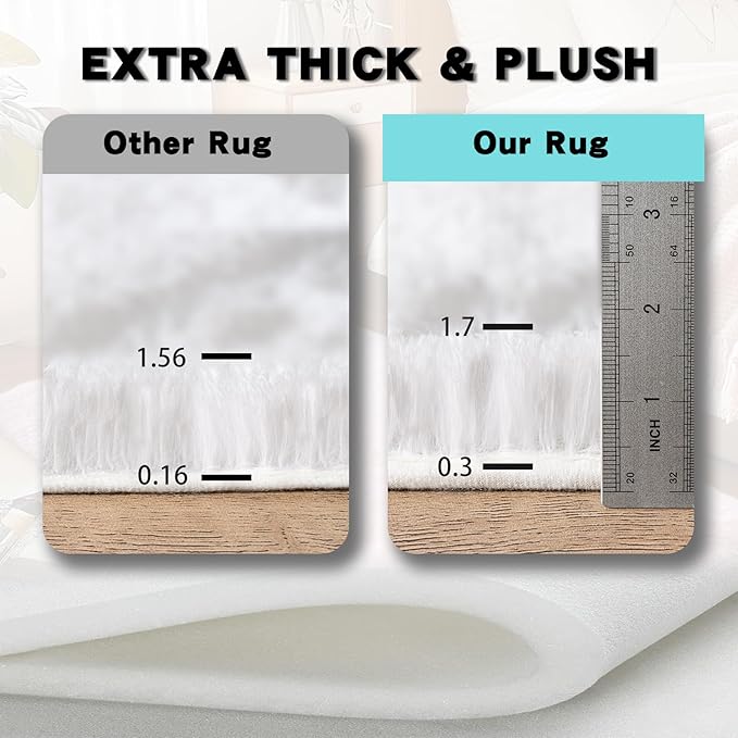 6x9 Area Rugs for Living Room, White Fluffy Shaggy Rug Soft Carpets, Rugs for Bedroom Nursery Kids Room Dorm Home Decor Aesthetic