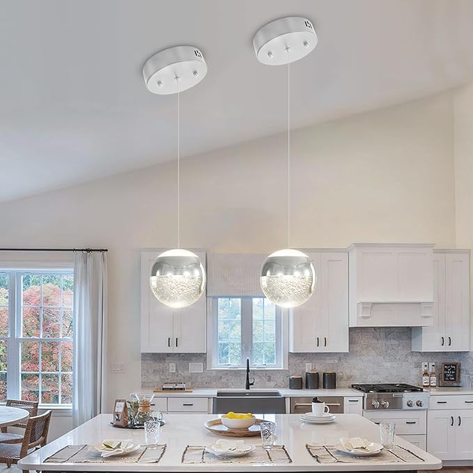 Crystal Pendant Light for Kitchen Island,Small Chandelier Lights Fixture, Hanging Lighting Ceiling Light Fixture Modern Adjustable Pendant Lighting for Dining Room Bedroom