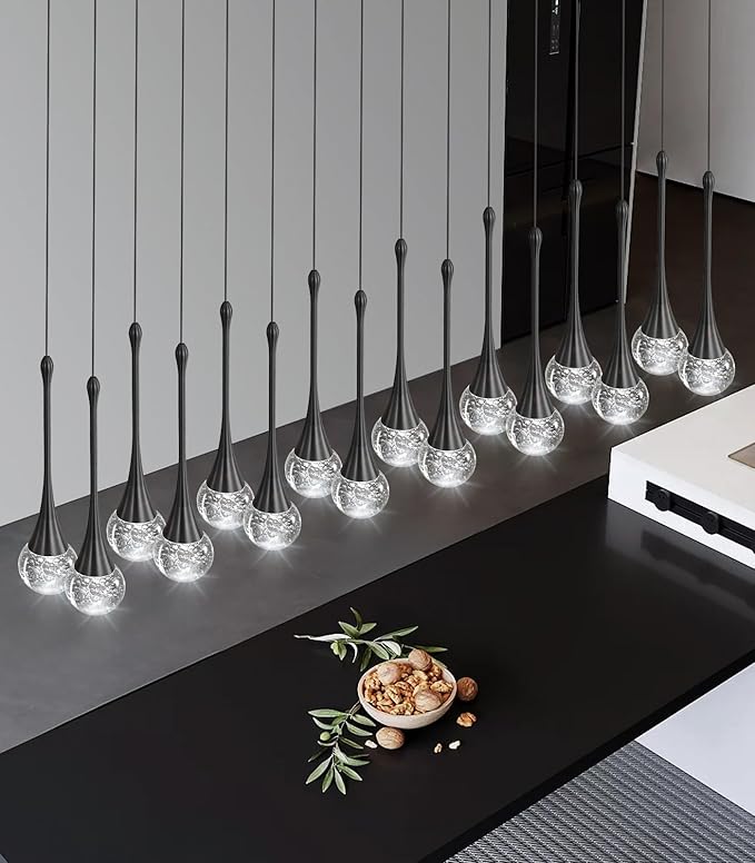 16 Lights Modern Glam Crystal Chandelier for High Ceiling LED Dimmable Pendant Light for Staircase Foyer Enterway Living Room Chandelier Lighting Black