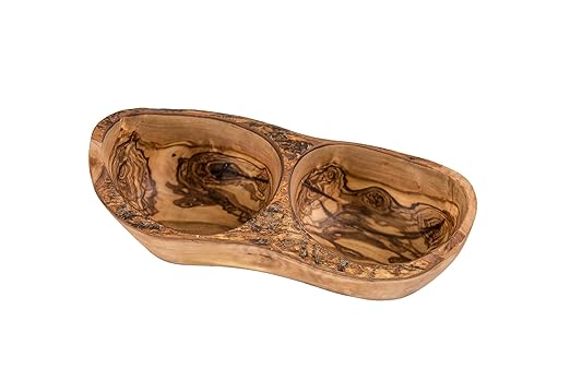 Lipper International Olive Wood Rustic Dish, 2 Sections