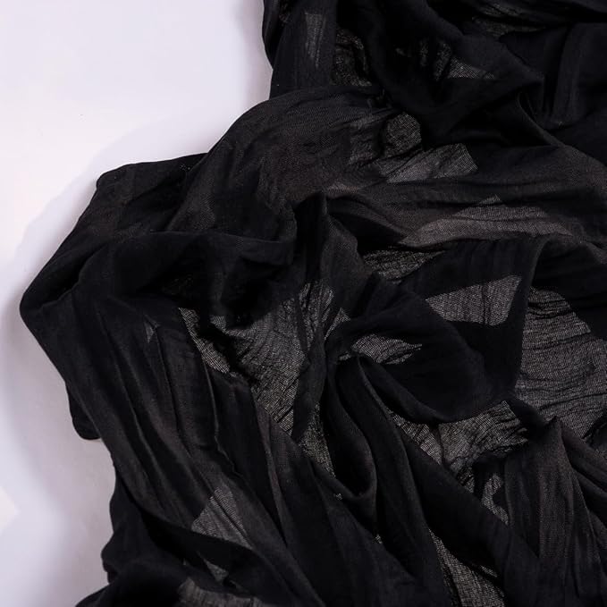 Black Halloween Table Runner 6 Pack Black Cheesecloth Table Runners 120 Inches Boho Gauze Fall Table Decorations for Halloween Wedding Bridal Baby Shower Party Decor