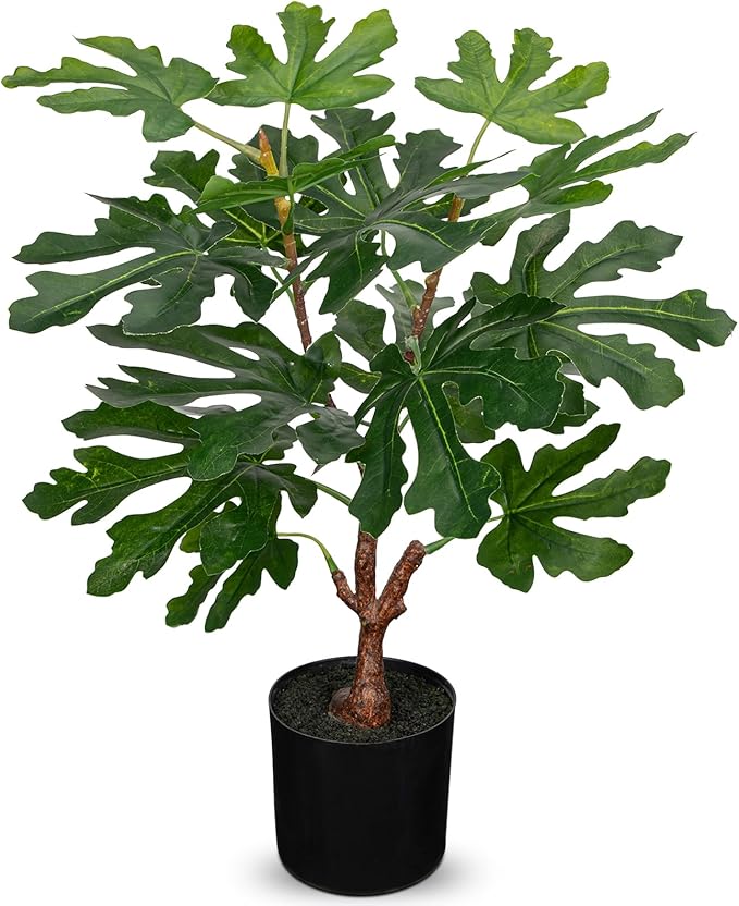 Artificial Sycamore Tree – Faux Indoor Plant for Home & Office Décor, Realistic Green Leaves, 21" Potted Fake Tree