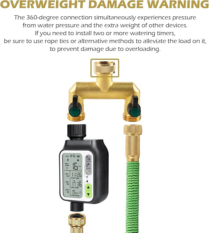 Gleiven Garden Hose Splitter, 3/4" Tap T Splitter, T-Shape Valve, 2-Way Tap Connector with Individual On/Off