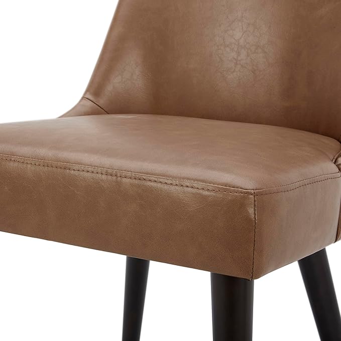 CHITA Mid-Century Modern Dining Chair, Upholstered Fabric Accent Chairs, Set of 2, Retro Brown in PU Leather