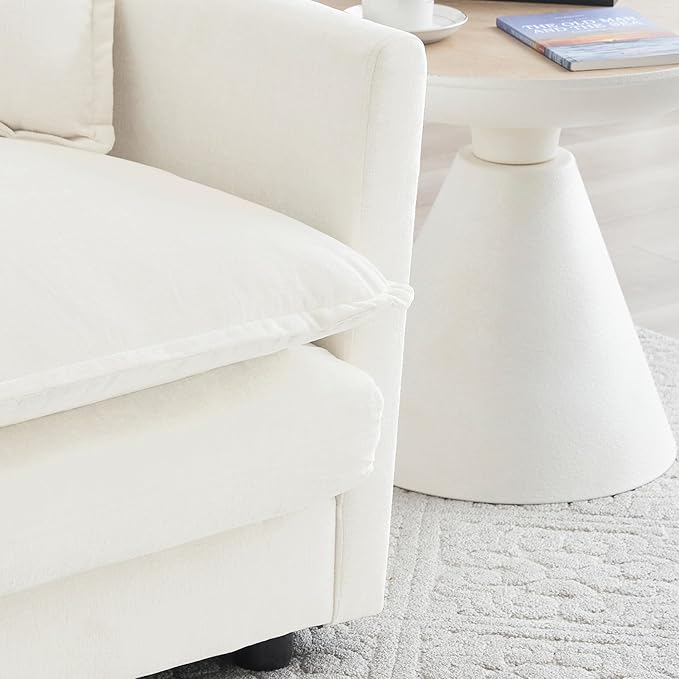 GNIXUU Oversized Accent Chair with Ottoman, Chenille Comfy Single Sofa, Modern Upholstered Lounge Reading Armchair Indoor Cloud Couch with Deep Seat & Pillow for Living Room Bedroom Apartment, White