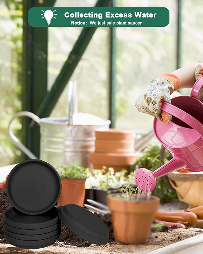 vensovo 3 Inch Black Terracotta Plant Saucer Pots Tray - 12 pcs Mini Planter Saucers for Indoor & Outdoor Plants, Small Clay Trays Perfect for 2 Inch 2.5Inch Flower Pot